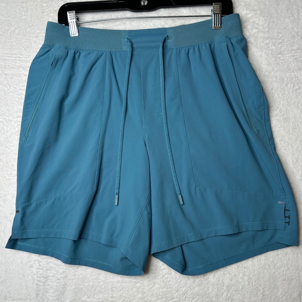Lululemon License To Train Shorts Mens L Teal Blue Zipper Pockets LTT